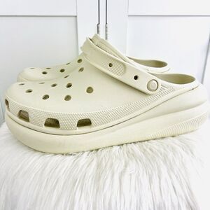 Crocs Classic Crush Bone White Platform Clogs Mens Size 12